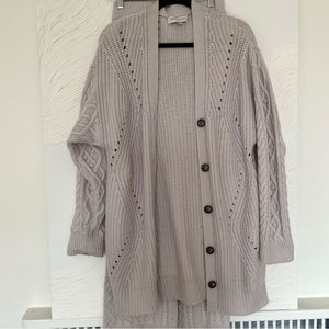 Something Navy Grey Knit Pant & Cardigan Set